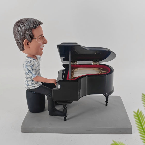 Custom Pianist Bobblehead Playing Piano