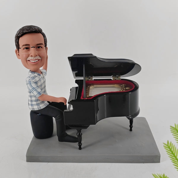 Custom Pianist Bobblehead Playing Piano