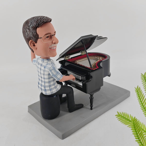 Custom Pianist Bobblehead Playing Piano