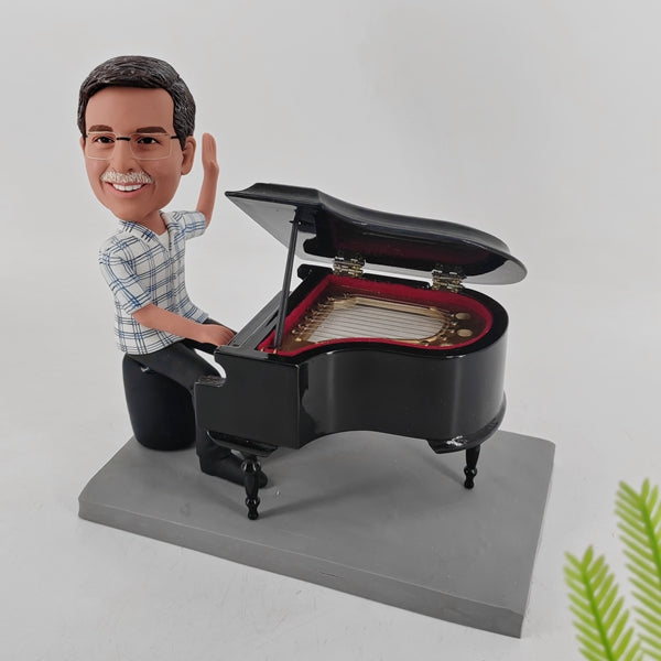 Custom Pianist Bobblehead Playing Piano