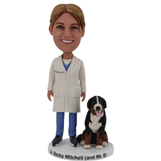 Custom Doctor Bobblehead Nurse with her dog