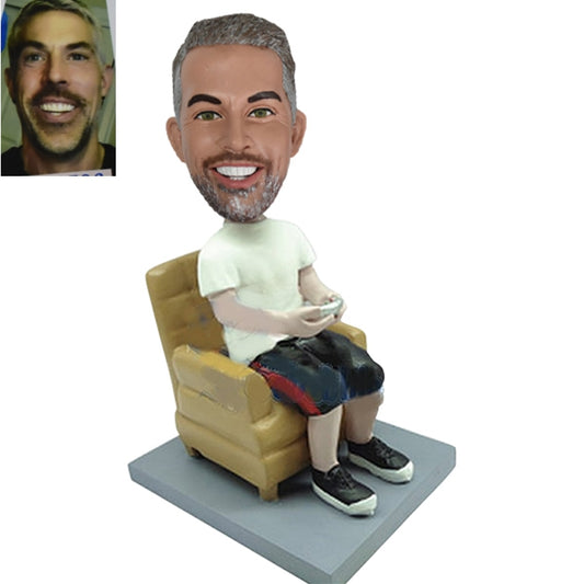 Custom Video Gamer bobblehead holding controller