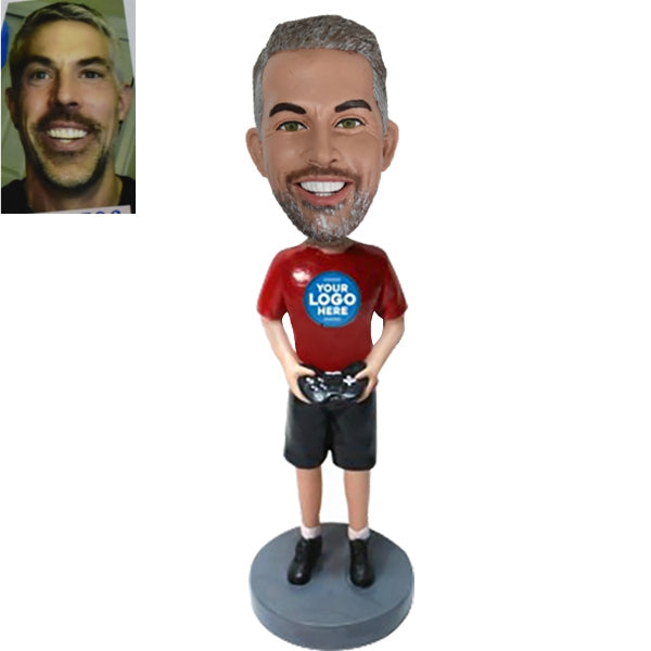 Custom Video Gamer bobblehead playing XBOX