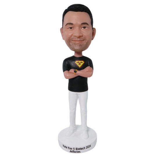 Custom Casual Bobblehead with Superman Logo arms crossed