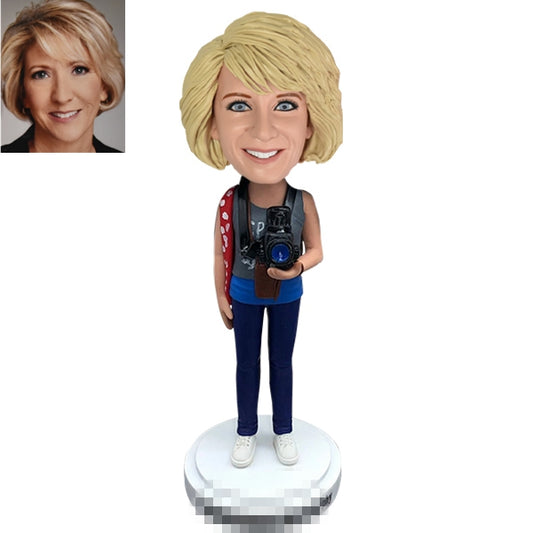 Female Photographer Bobblehead Custom