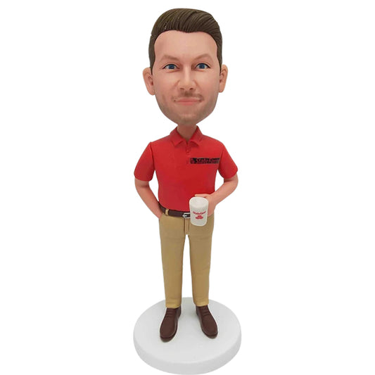 Bobble Head Custom with polo shirt and cup