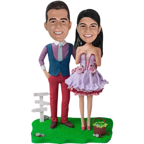 Personalized Wedding Bobbleheads Garden Theme Cake Toppers