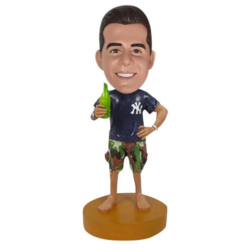 Custom Bobblehead NY Yankees Fan Drinking Beer