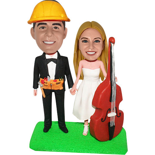 Personalized Wedding Bobbleheads Bride with Cello