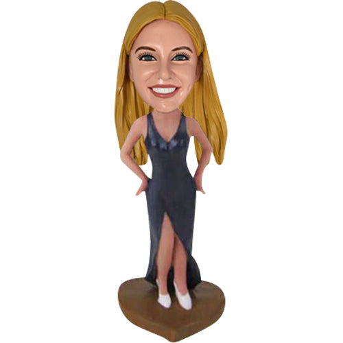 Custom Bobbleheads Woman in Long Drape Dress