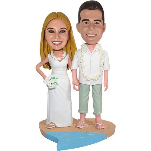 Custom Bobbleheads Beach Theme Wedding