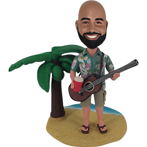 Custom Bobblehead Guitar Player on Beach