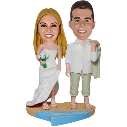 Custom Bobbleheads Beach Theme Wedding