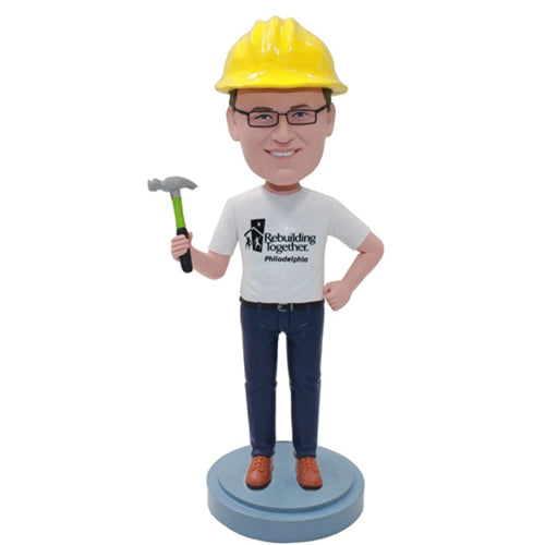 Custom Bobbleheads Construction Engineer with blueprint ...