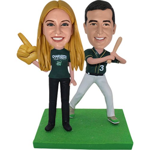 Fun Baseball Themed Bobbleheads for Couple