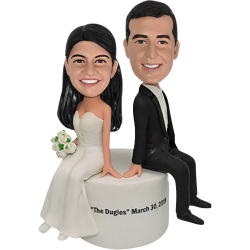 Custom Wedding Bobbleheads Sitting