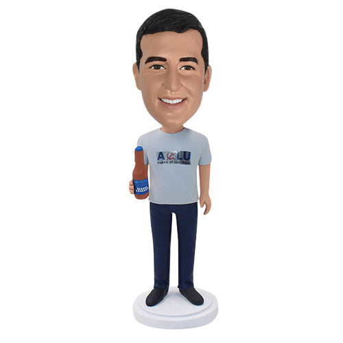 Custom Male Bobblehead Holding a Beer