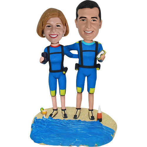 Custom Diver Diving Couple Bobbleheads