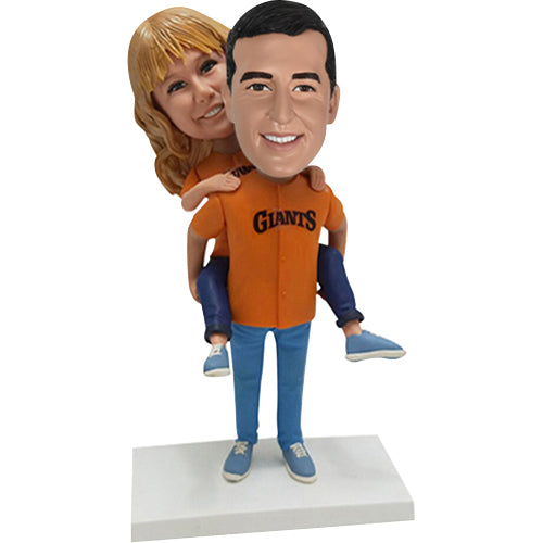 Giants Fan Wedding Bobbleheads Groom Carrying Bride